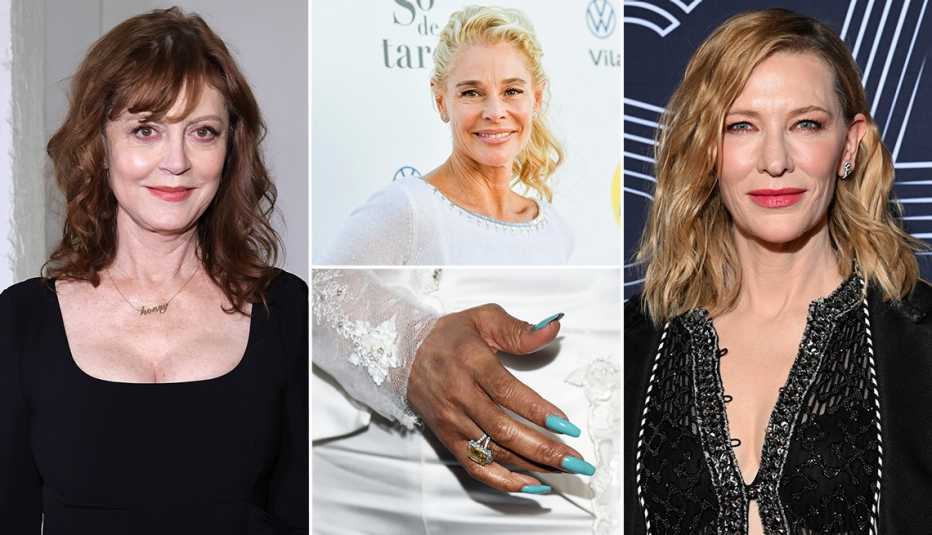 (Desde arriba a la izquierda, en el sentido de las agujas del reloj) Susan Sarandon, Belen Rueda, Cate Blanchett y un primer plano de la mano arreglada de La Toya Jackson.