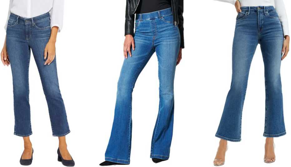Jeans de NYDJ, Spanx Flare Jeans y Good American.