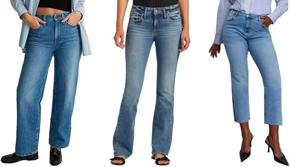 Jeans de Madewell , Silver Jeans Co. y Mango.