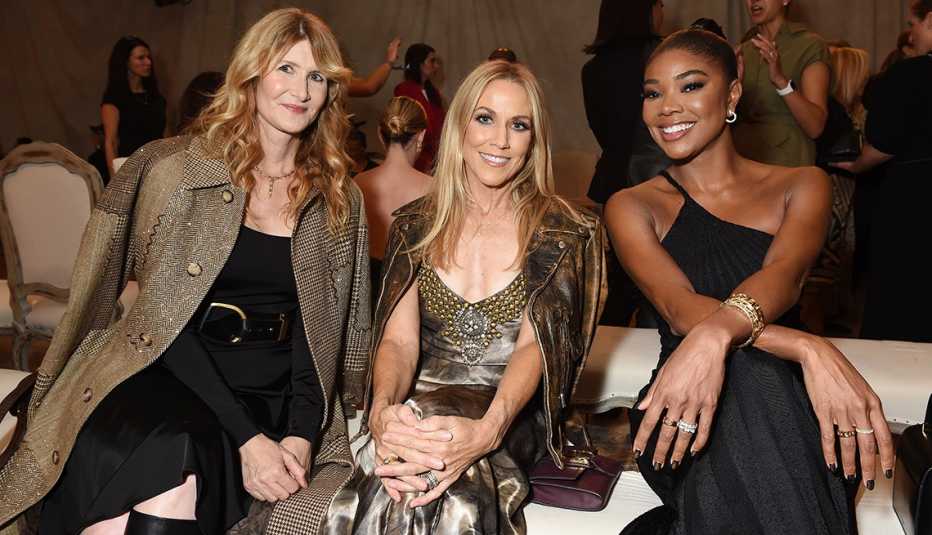 laura dern sheryl crow and gabrielle union at the ralph lauren spring 2024 ready to wear fashion show in new york