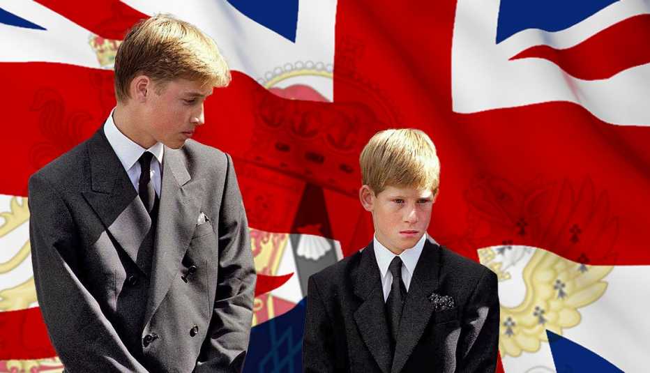William y Harry, hijos de la princesa Diana el día de su funeral.