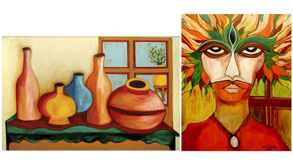 Cuadros de Pete Escovedo - Vases Table and Window, The Mask