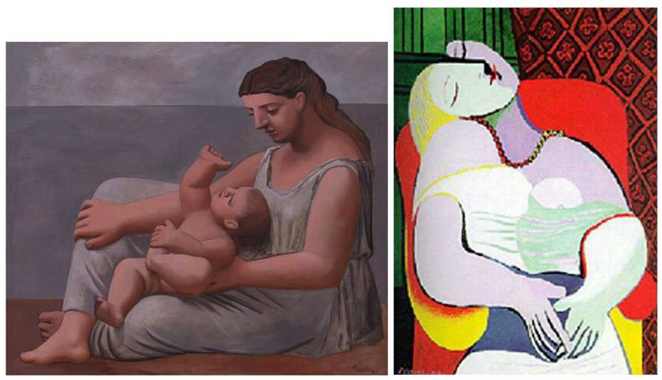 Obras Mother and Child, der.; y Le Reve, izq., de Pablo Picasso