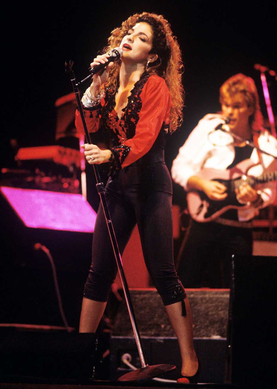 Gloria Estefan en un concierto en el Radio City Hall, Nueva York, 1988.
