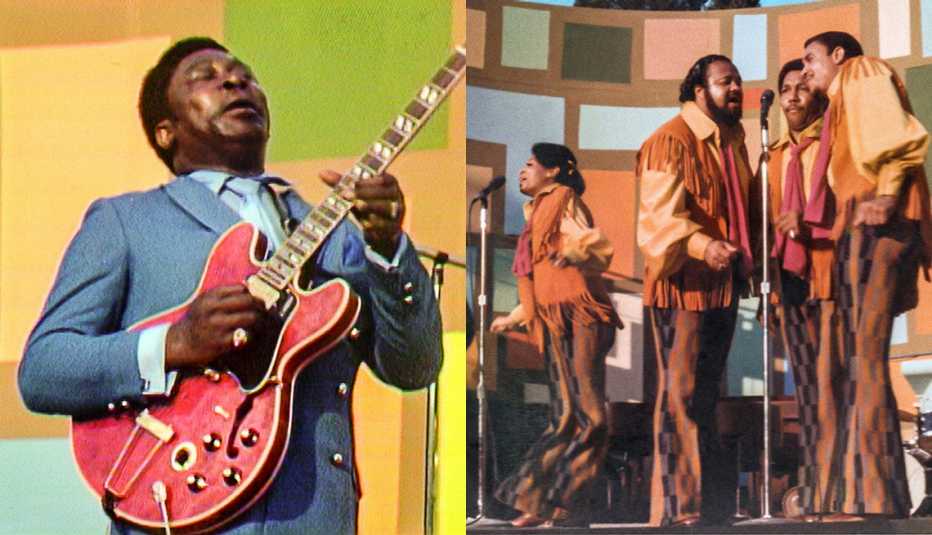 B.B. King (izquierda) y The 5th Dimension en el Festival Cultural de Harlem en 1969.