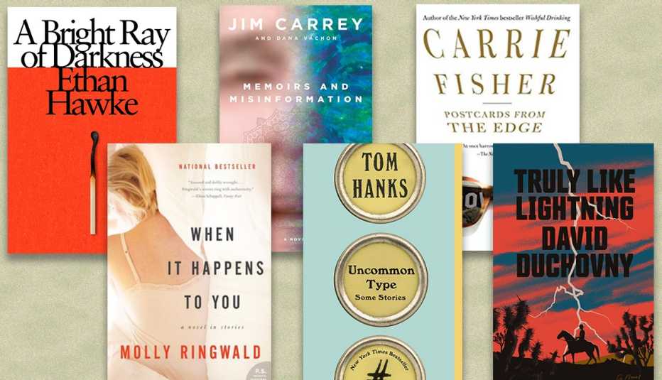 Libros de actores convertidos en autores Ethan Hawke, Jim Carrey, Carrie Fisher, David Duchovny, Tom Hanks y Molly Ringwald.