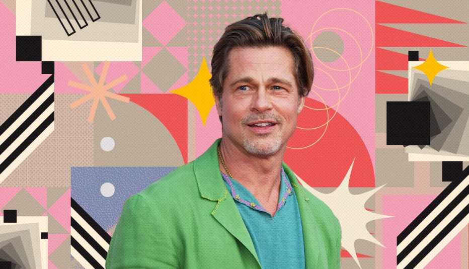 Brad Pitt frente a un fondo colorido.