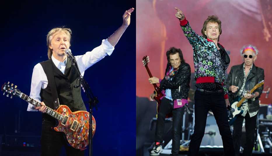 Paul McCartney (izquierda) y el grupo The Rolling Stones.