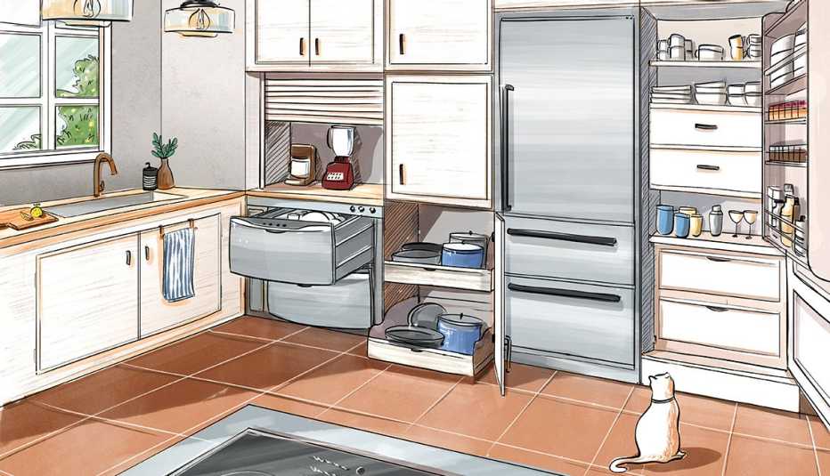Boceto de diseño en un área de cocina