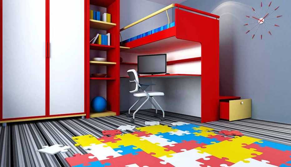 Alfombra modular de colores en una habitación infantil
