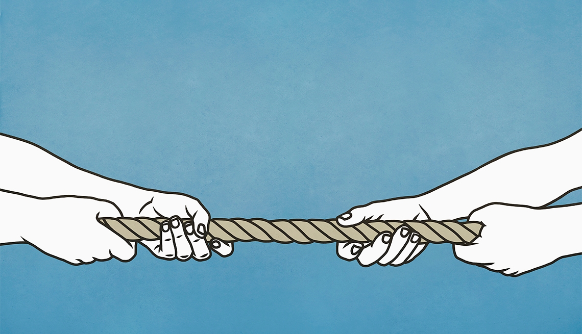 Gráfico de dos manos agarradas a una cuerda que tiran en sentido opuesto