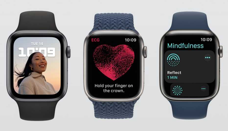 Relojes Apple que muestran funciones de monitoreo de la salud