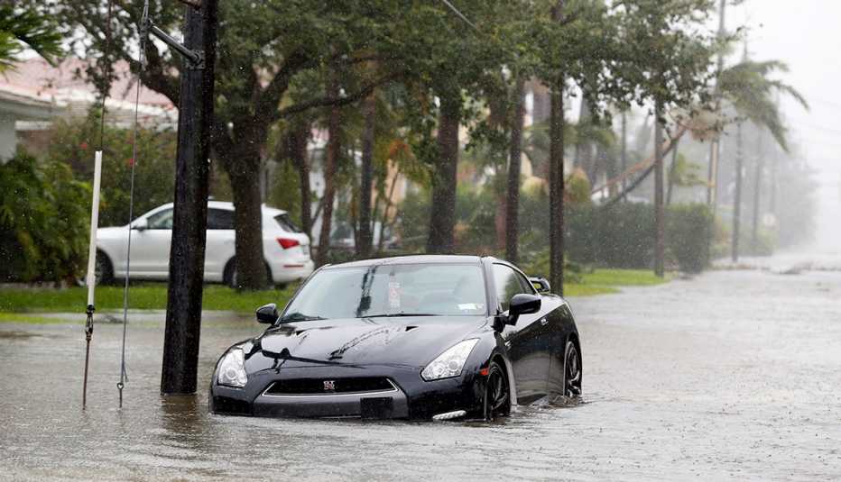 Cómo evitar caer en la trampa de comprar autos inundados - Auto inundado en un área de desastre