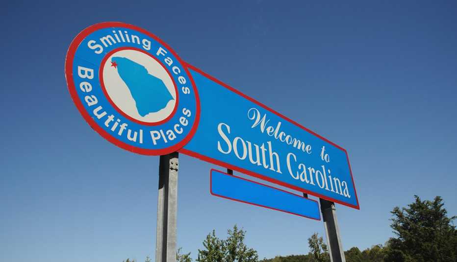 un cartel de bienvenida entrando a Carolina del Sur
