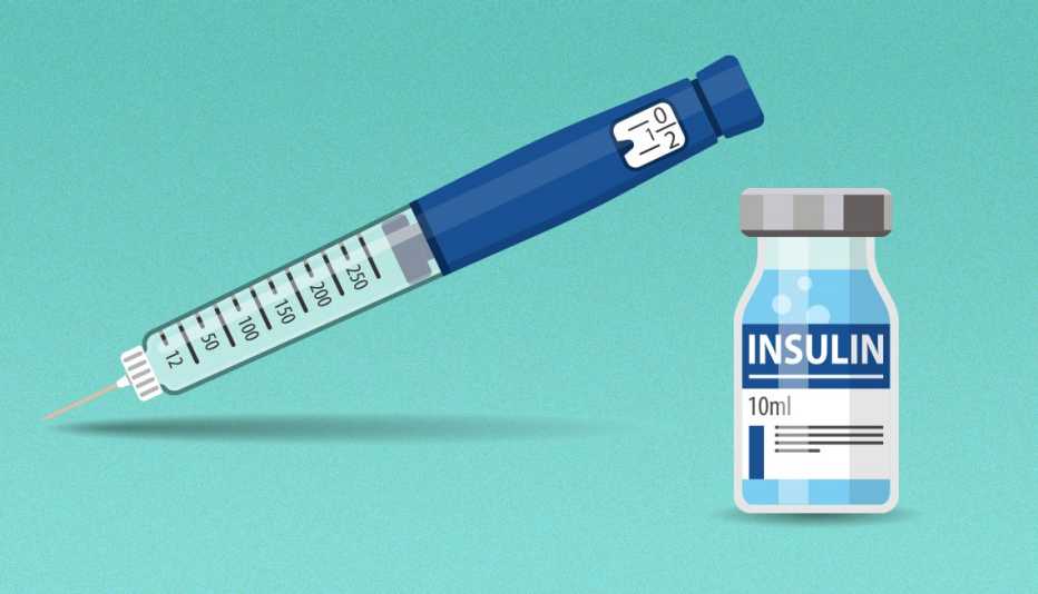 Ilustración de una inyección de insulina