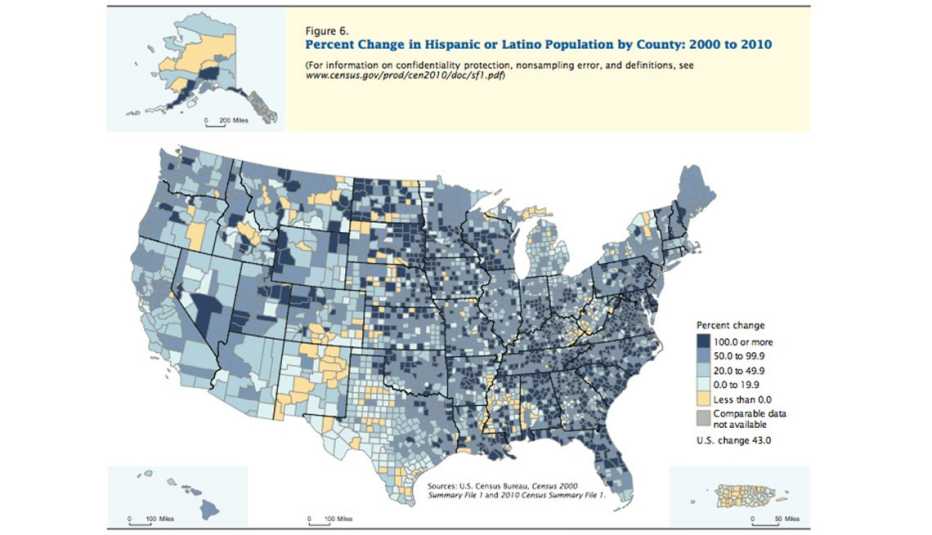 Mapa ue muestra los latinos en Estados Unidos