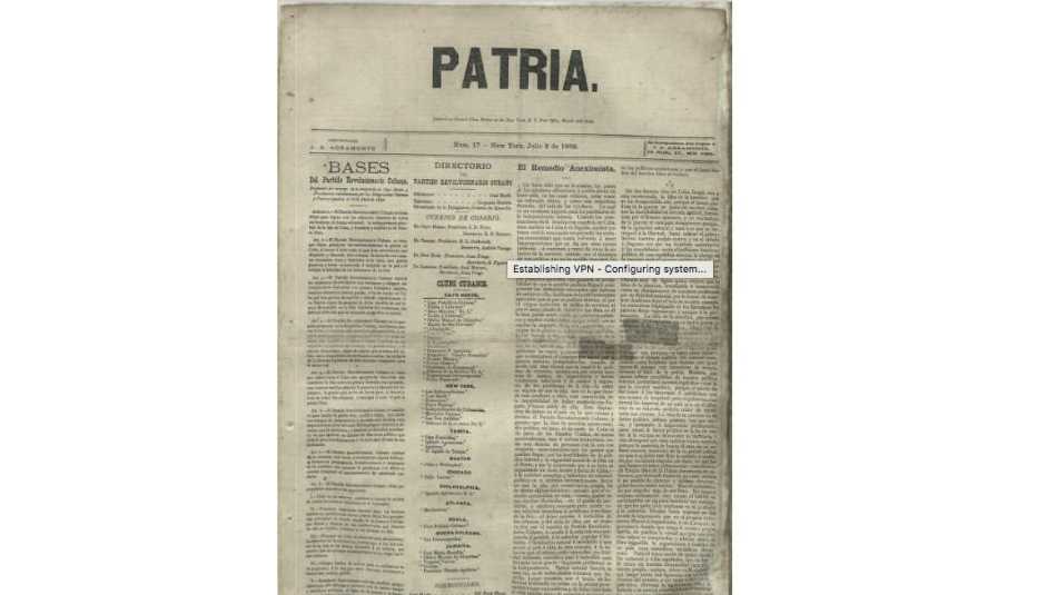 Primera plana del periódico La Patria