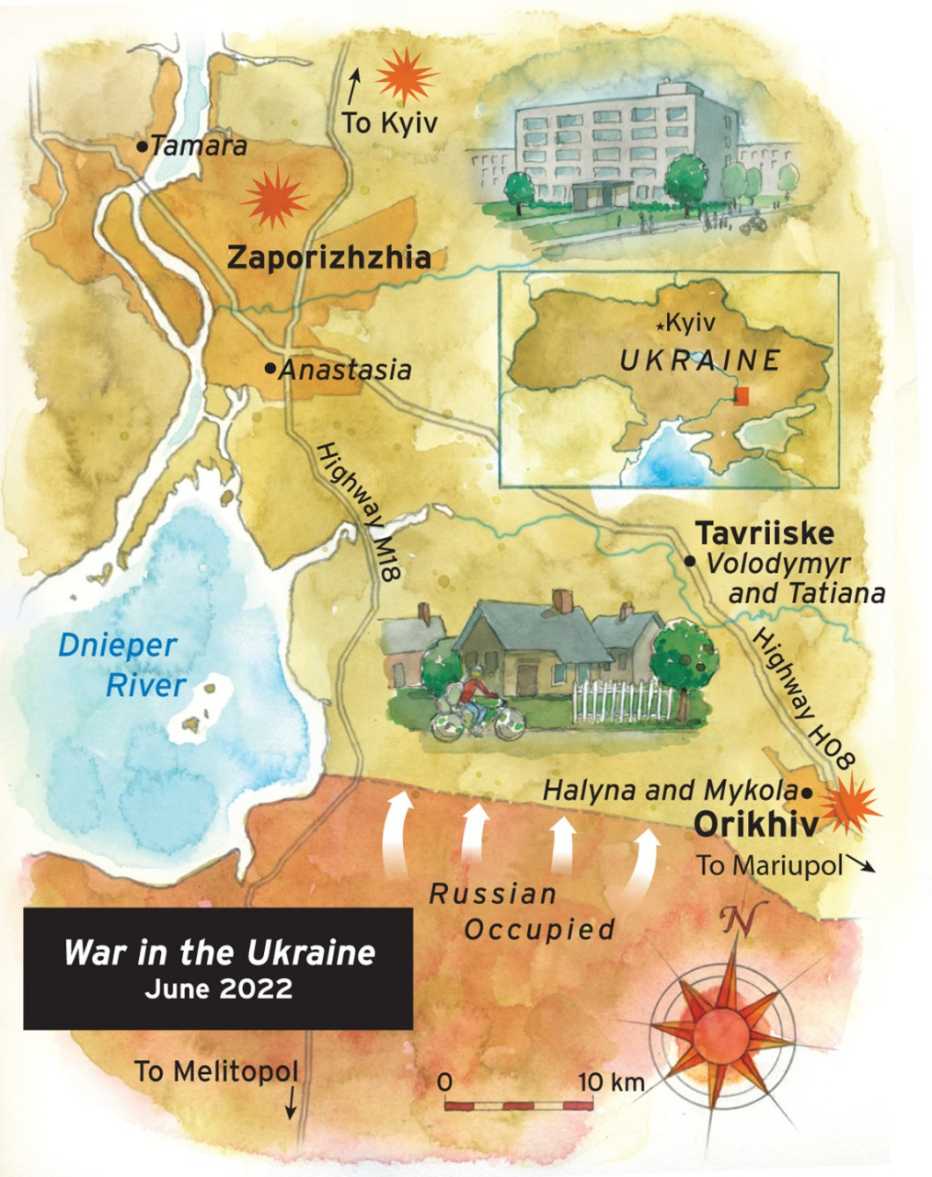Mapa que muestra las zonas de la guerra en Ucrania y los lugares donde se encuentra la familia lupinos