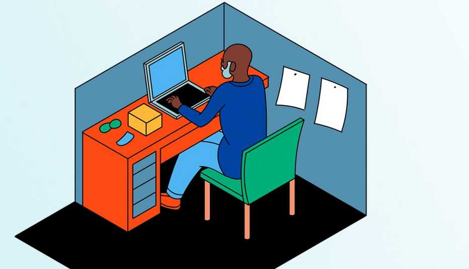 ilustración de una persona trabajando desde casa