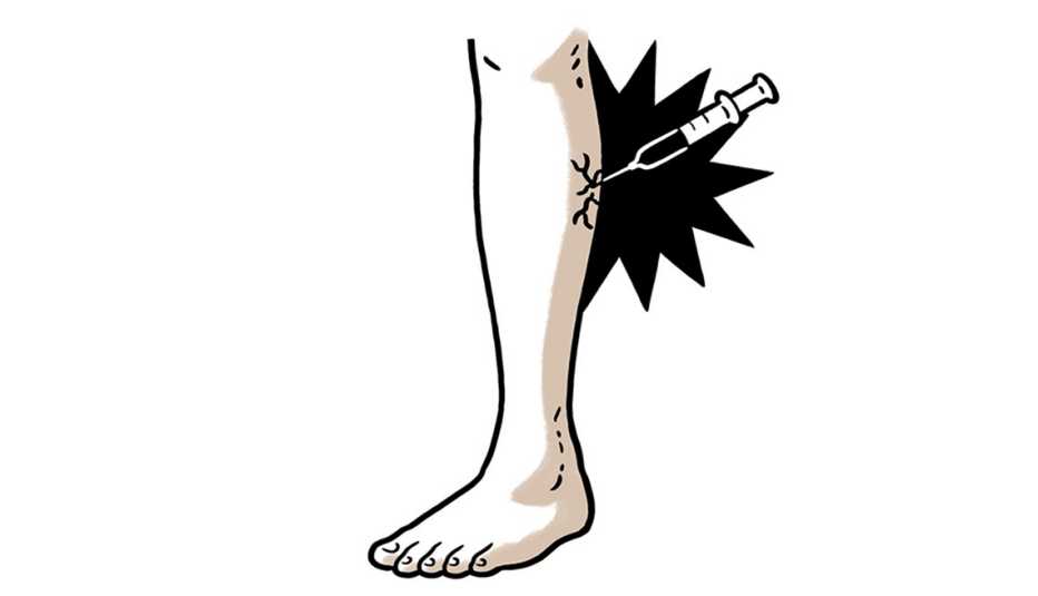 Gráfico de una pierna y una inyección
