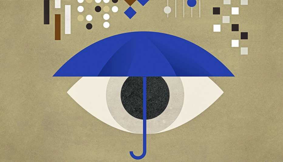 Ilustración de un ojo y una sombrilla