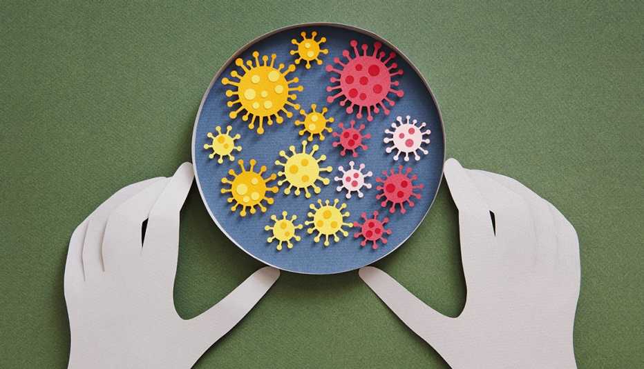 Ilustración de las variantes de coronavirus en un plato.