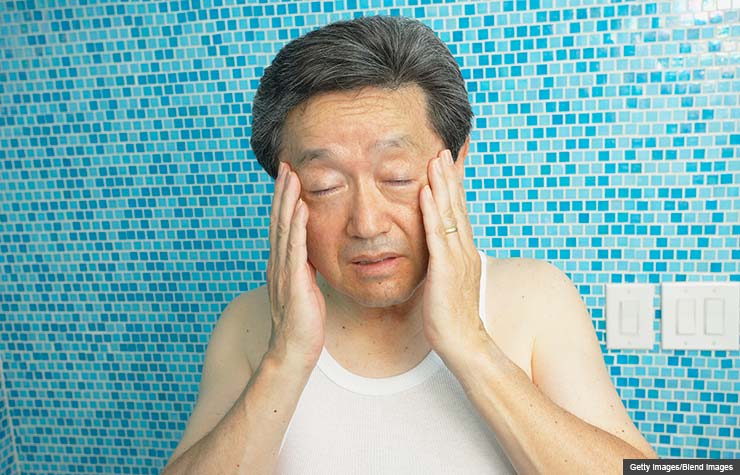 Hombre asiatico tocando se la cara - sintomas que no debe ignorar