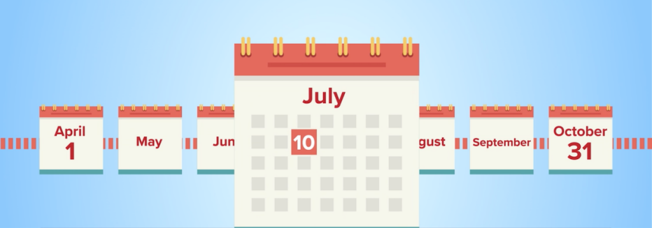 Ilustración que muestras varios meses de un calendario y con fechas importantes para Medicare