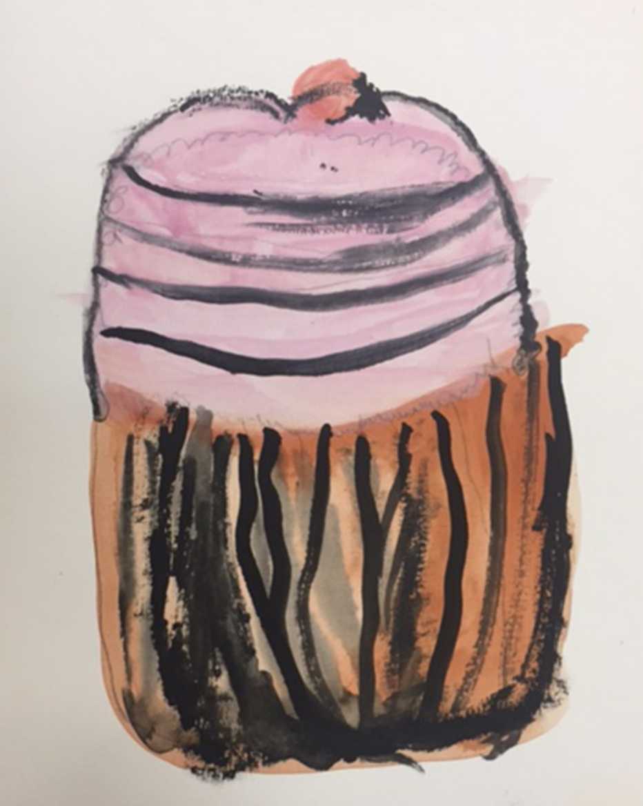 Pintura de un cupcake