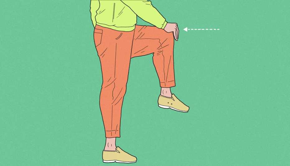 Ilustración de una persona que levanta su rodilla