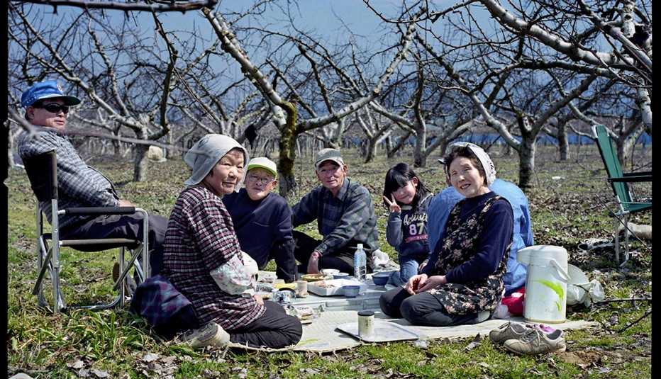 Familia japonesa de picnic
