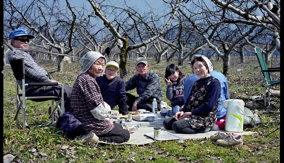 Familia japonesa de picnic