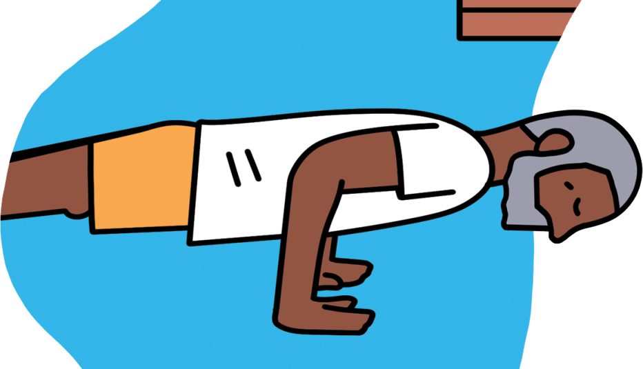 Ilustración de un hombre haciendo la plancha