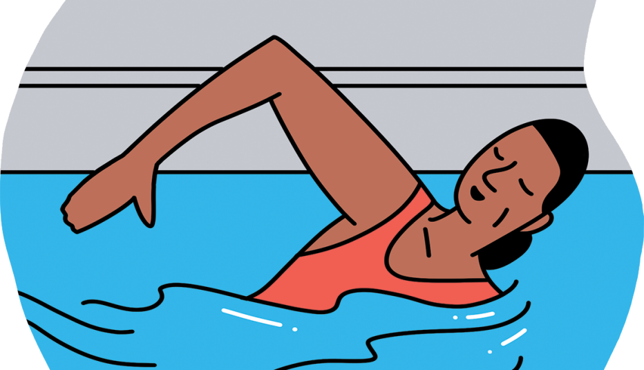 Ilustración de una mujer nadando