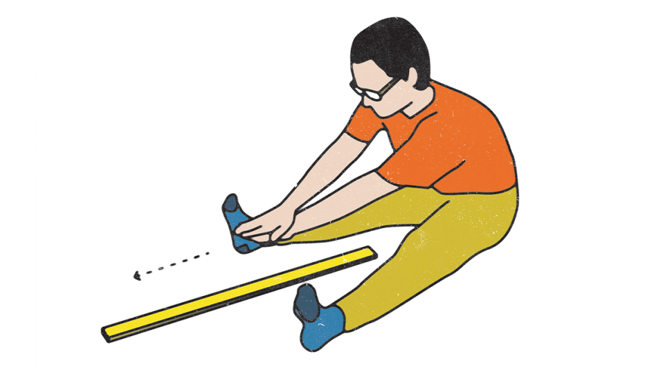 Ilustración de un hombre haciendo la prueba de flexibilidad.