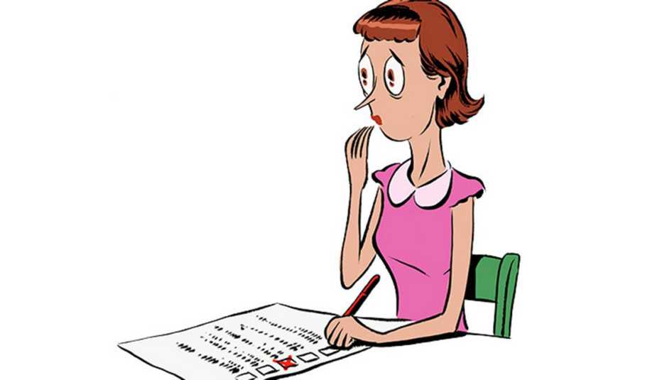 Illustración de una mujer marcando una lista de tareas pendiente