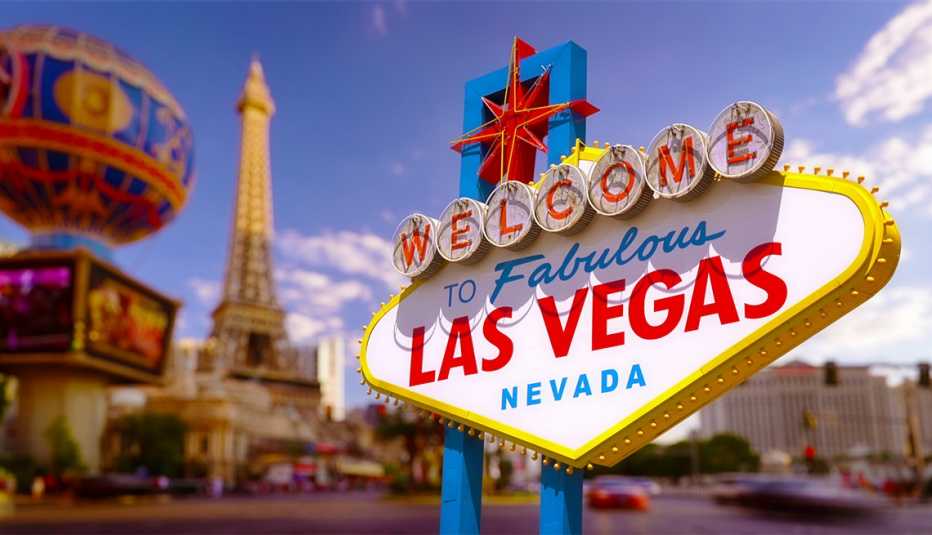 Letrero que dice en inglés Bienvenido a Las Vegas