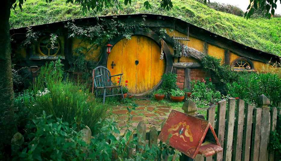 Casa hobbit en el lugar de filmación de  las películas The Hobbit y Lord of the Rings