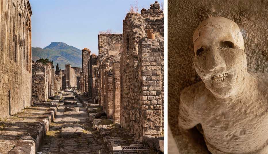 Impactantes ruinas en Pompeya, Italia.