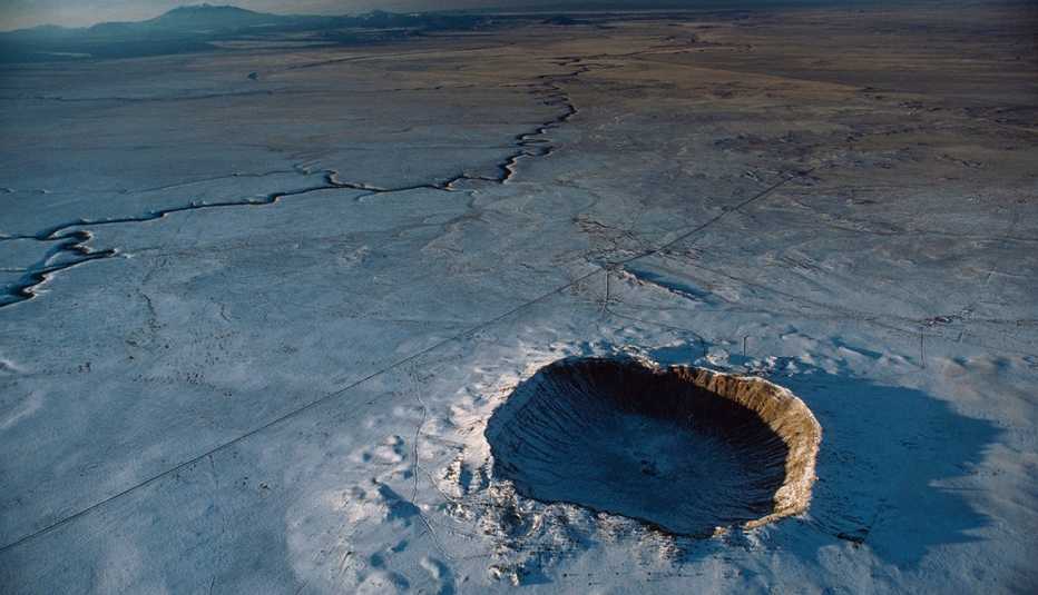 Una vista aérea del Cráter del Meteorito cerca de Winslow, Arizona.