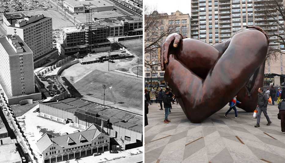 left boston university in nineteen sixty four where martin luther king jr received his doctorate right the embrace a sculpture in boston honoring king and coretta scott king