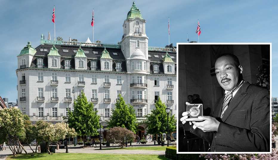 the grand hotel in oslo norway inset martin luther king junior holding the nobel peace prize