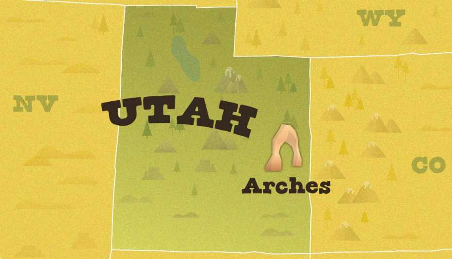 Mapa muestra dónde está el Parque Nacional Arches en Utah