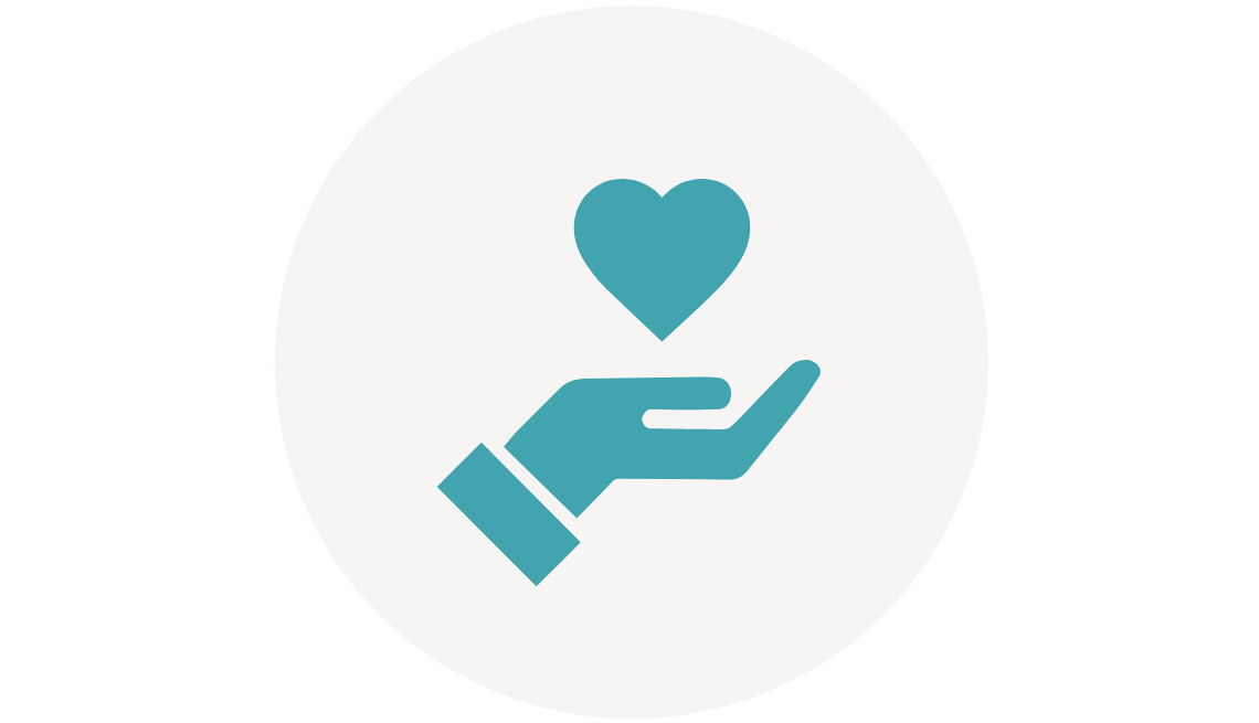 Do You Care Challenge icon. A hand with a heart over it