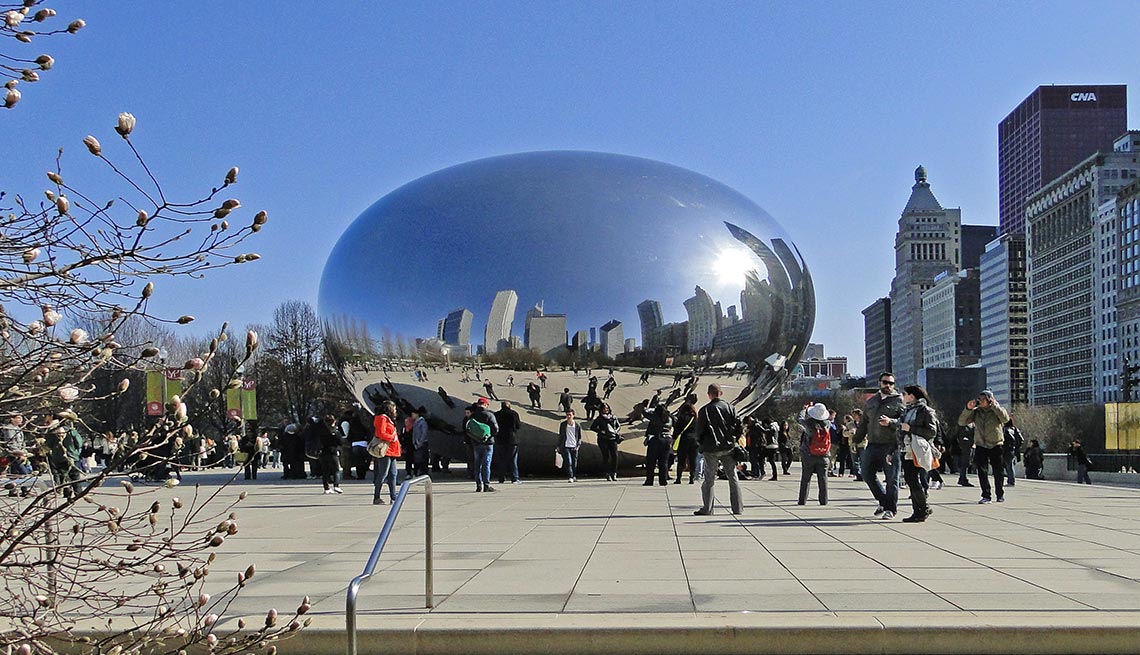 Cloud Gate, Chicago, Spring, Reflections, Art,  AARP Foundation Experience Corps Cities