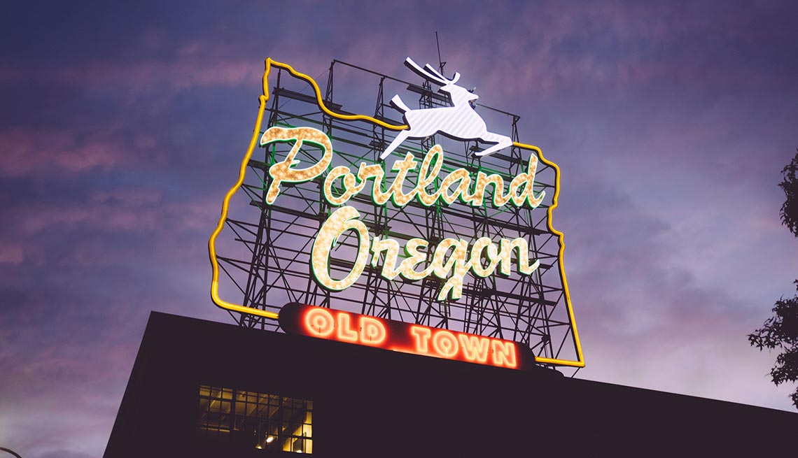 Portland, Oregon, Lighted Signs, AARP Foundation Experience Corps Cities