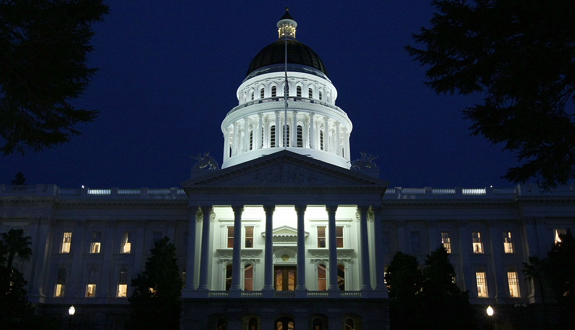 California State Capitol, Night, Spotlights, AARP Foundation Experience Corps Cities