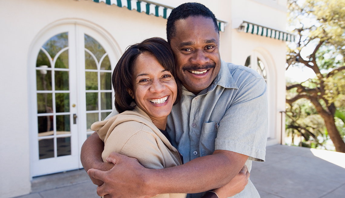 African American couple, together, outside home, Housing Solutions Center, AARP Foundation