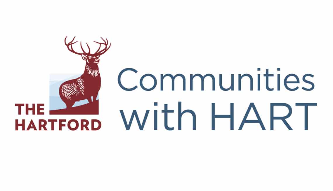 The Communities with Hart logo, AARP Foundation, The Hartford