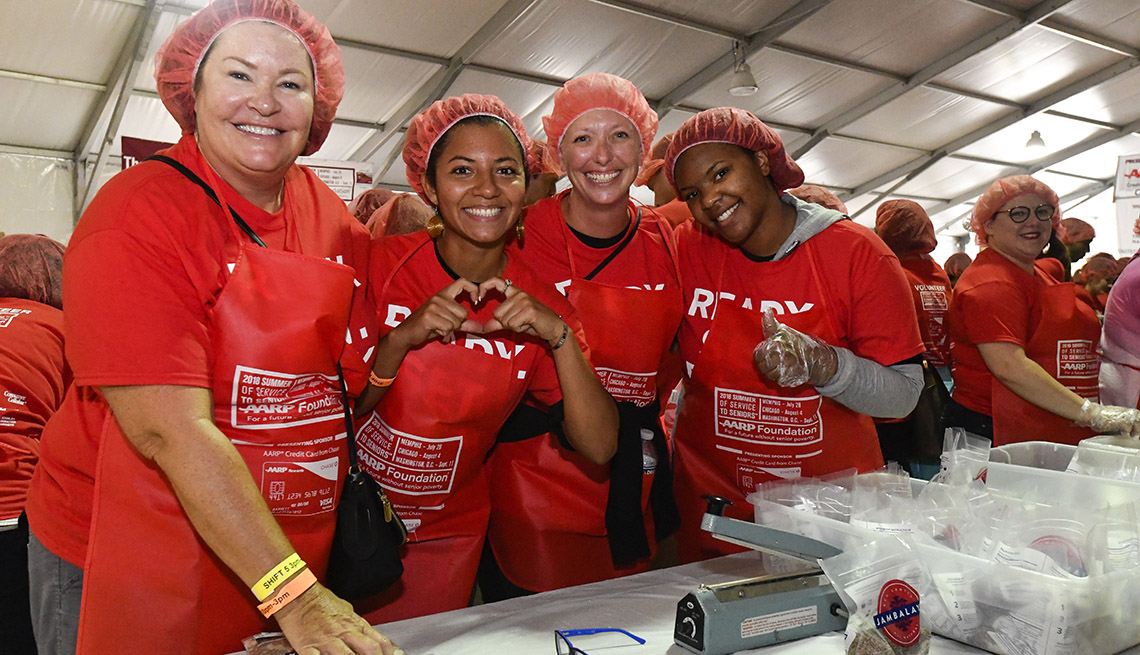 AARP volunteers at a Million Meals event